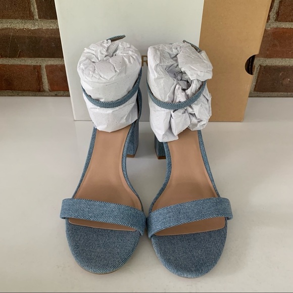 Call It Spring Women’s Stangarone Denim Black Heel Ankle Strap Sandals US 10 M - Picture 2 of 7